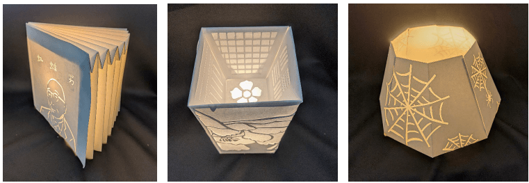 <3年生>展開図から立体化させた"江戸川乱歩"をモチーフにしたランプシェード