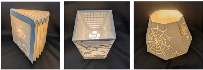 <3年生>展開図から立体化させた"江戸川乱歩"をモチーフにしたランプシェード