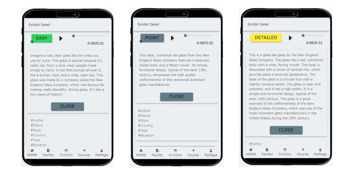 メイン機能の一つである、利用者の選択に応じた難易度別解説画面の例