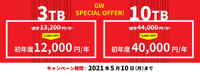 TeraCLOUD 2021 ゴールデンウイーク特別セール