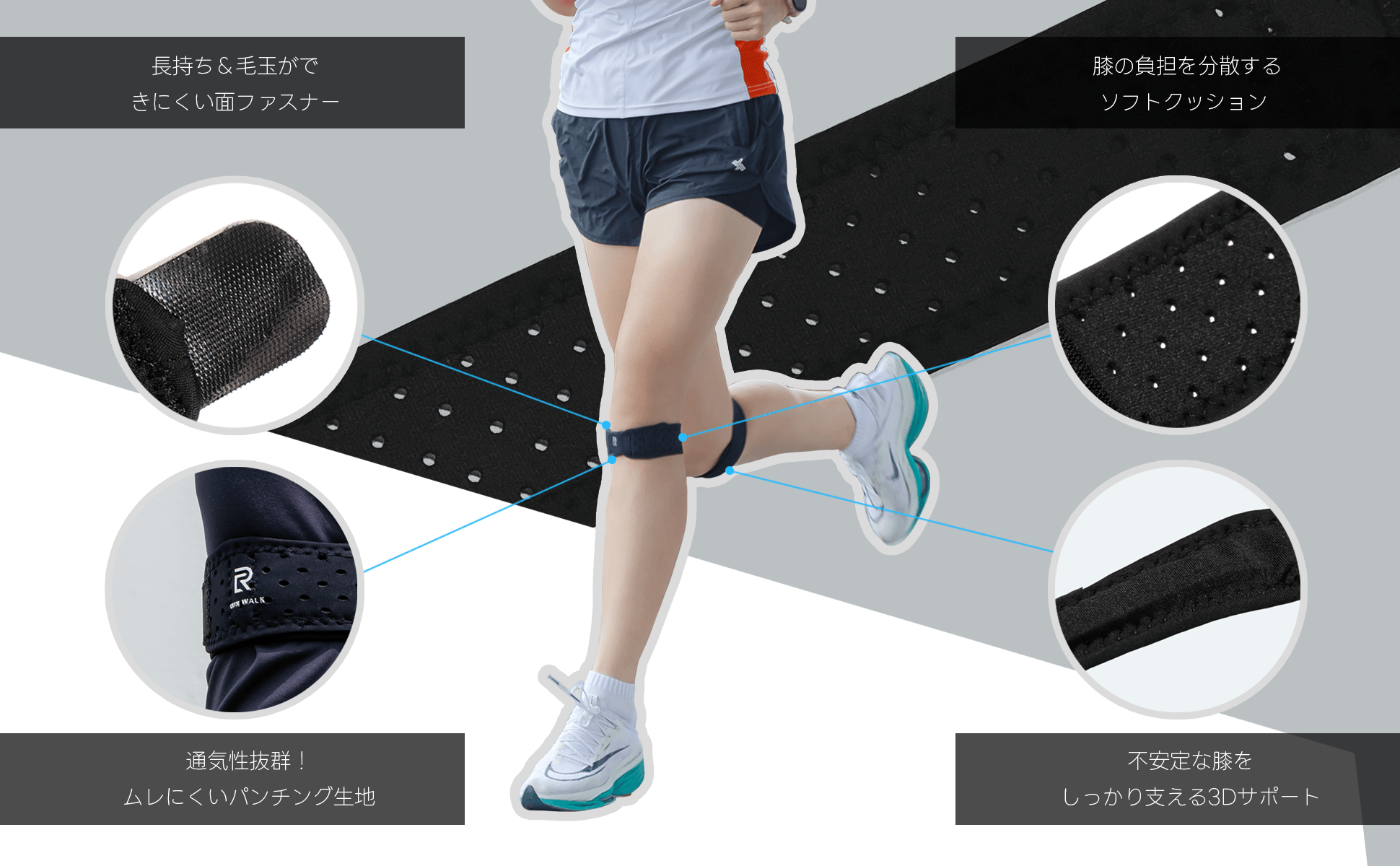 膝の負担を軽減し、快適なフィット感を実現