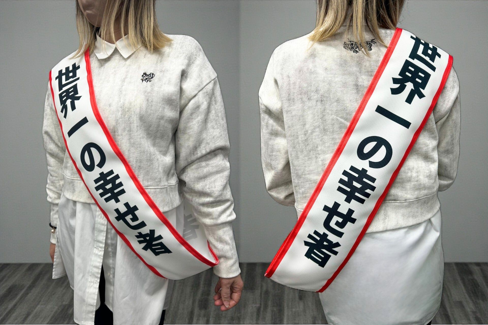 丈夫な生地を採用した両面プリント仕様のオリジナルタスキをリニューアル発売