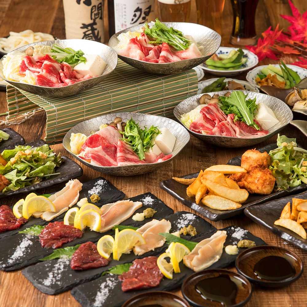 薩摩知覧どり×黒毛和牛すきやき『4,500円プラン』ボリュームが欲しい方に!個食宴会/飲み放題付