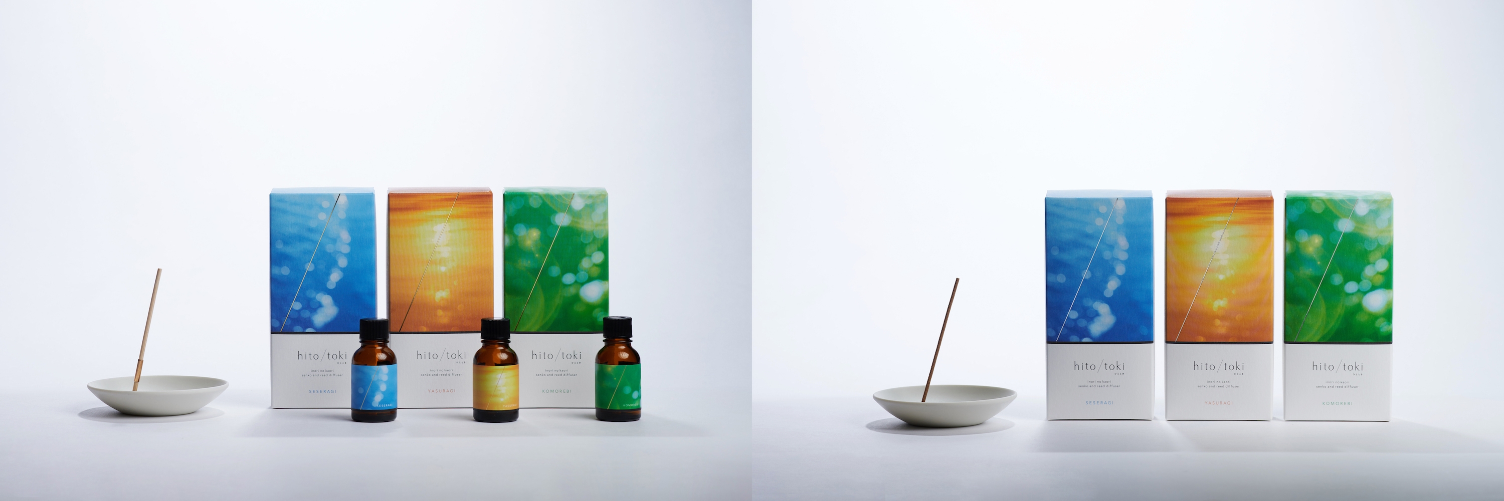 左:ディフューザータイプ 右:お線香タイプ