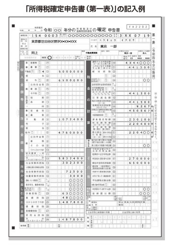 確定申告記入例付き