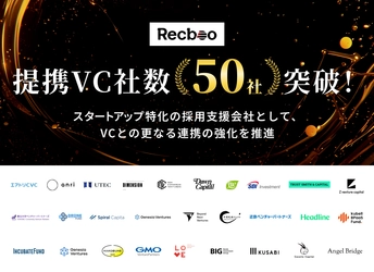 当社子会社のノックラーン社が運営するスタートアップ特化型の採用支援サービス「Recboo」 が国内の主要VCとの提携社数50社を突破!