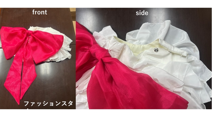 ▽服飾を学ぶ学生が考えたおしゃれな大人用よだれかけ