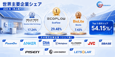 図. 世界の家庭用太陽光発電バッテリーの供給市場における上位 13 社のメーカーランキングおよび市場シェア（2025年調査データに基づく。現在の最新データは当社の最新調査データに準じる）