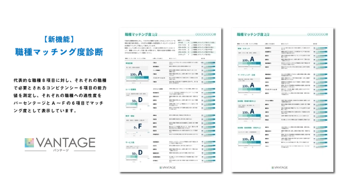 職業能力適性診断「VANTAGE」 〈新機能〉職種マッチング度診断機能リリース