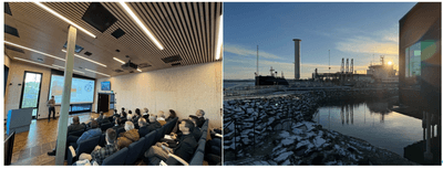 左（貴重なプレゼンでは、日本の参加者から質問が多く寄せられました） 右（KLine.UKが運航するCO2回収船、Northern Pioneer）