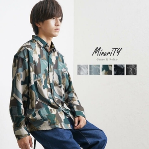 とろみジョーゼット総柄シャツ