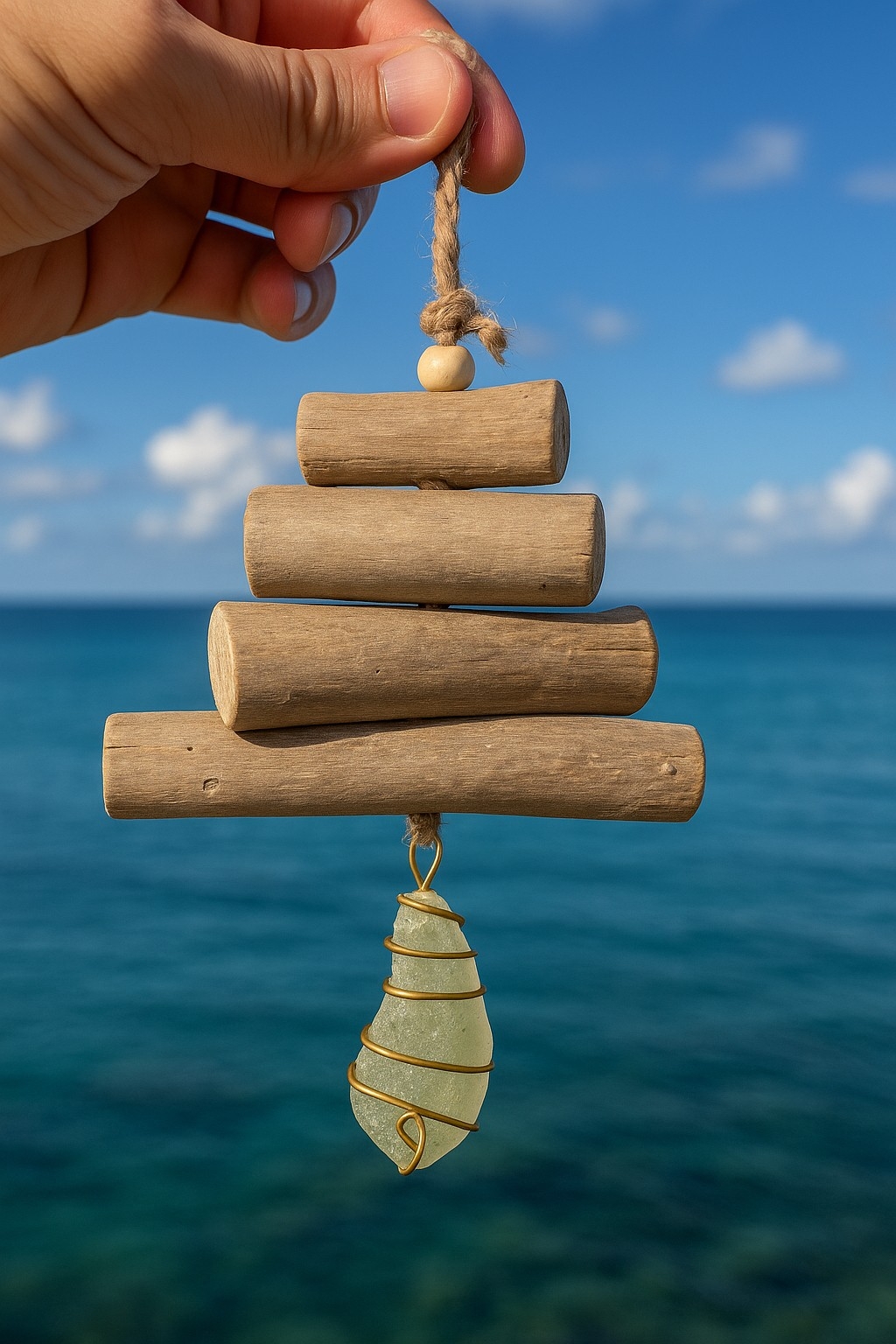 ▲淡路島の海岸に打ち上げられた流木を使ったオーナメント