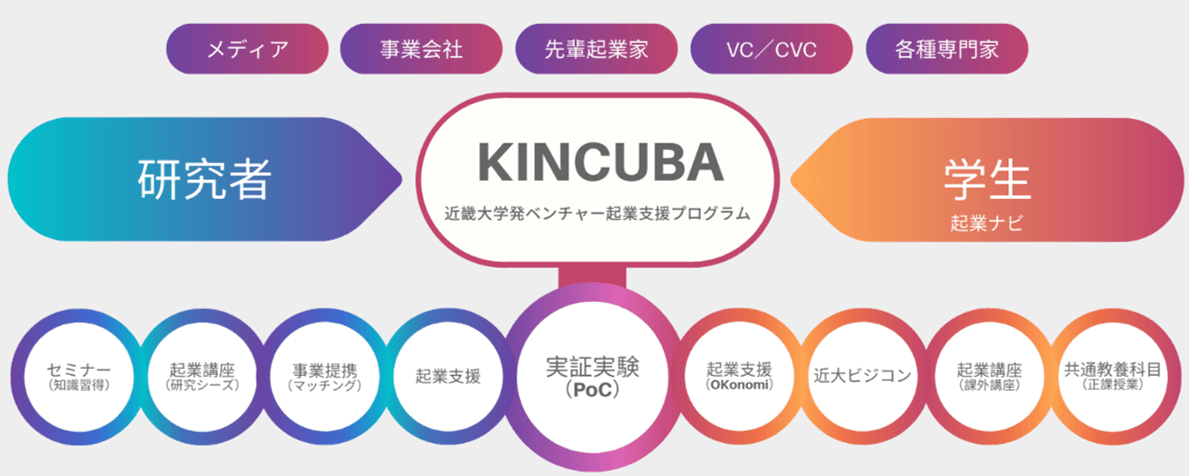 起業支援プログラム「KINCUBA」の全体図