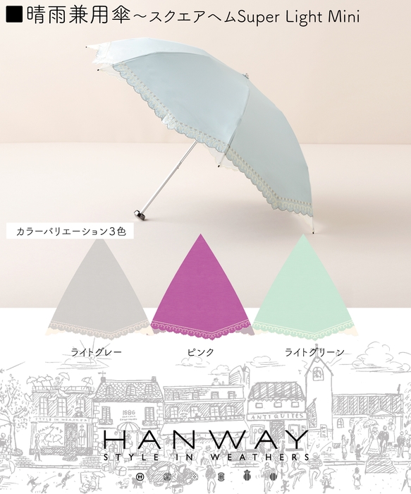配色も爽やかな晴雨兼用日傘
