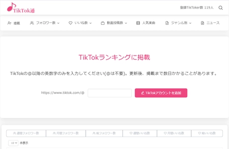 TikTokerのデータを解析できるサイト「TikTok通」開設