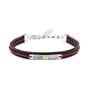 RECYCLED LEATHER BR SS YG REC LEATHER BRN 19+3CM