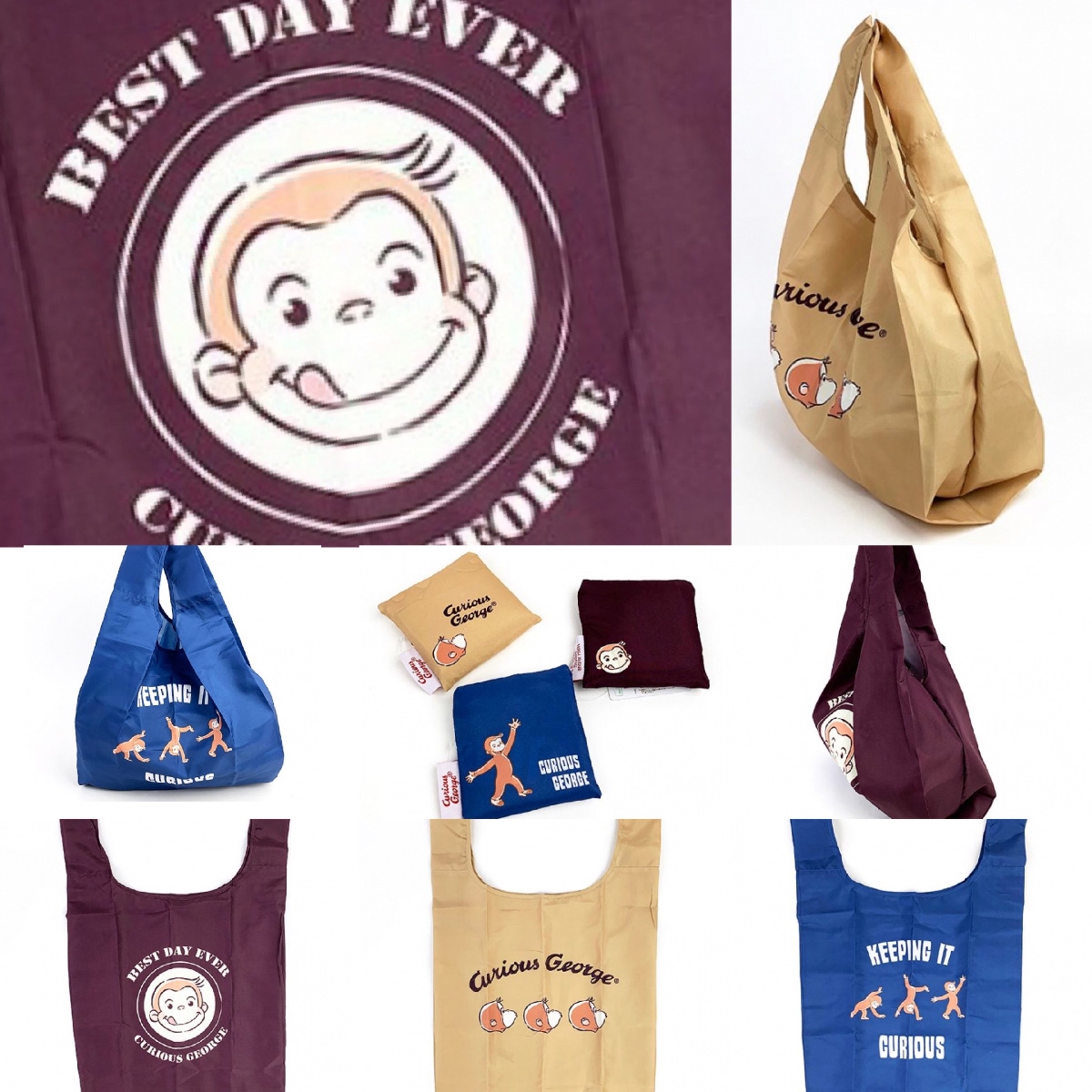 どんどん使おう!おさるのジョージの新柄エコバッグが勢揃い♫♫