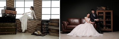 ​ハウススタジオには他にも、シンプルな白壁やアンティーク調の壁、シャビーシックな家具など、さまざまな背景をご用意しており、お好みの背景で撮影することができます。