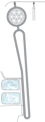 簪（かんざし）に見立てたスタンションポール（握り棒）