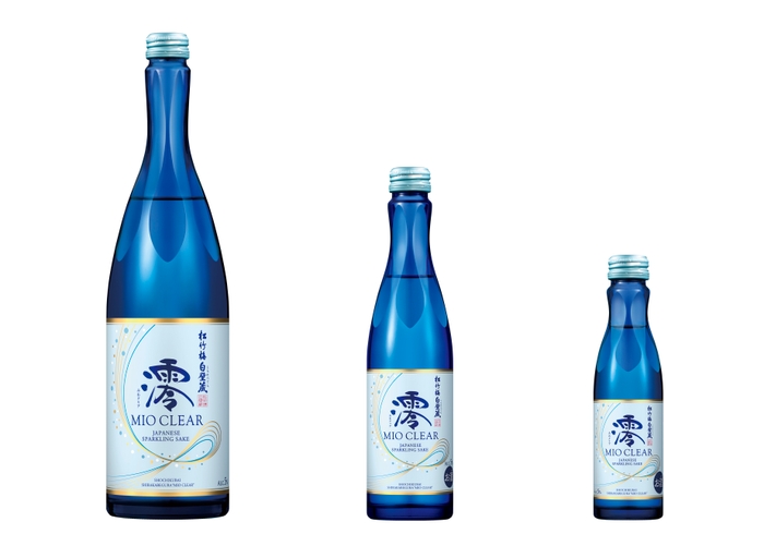 左から、「澪」<CLEAR>750ml、300ml、150ml