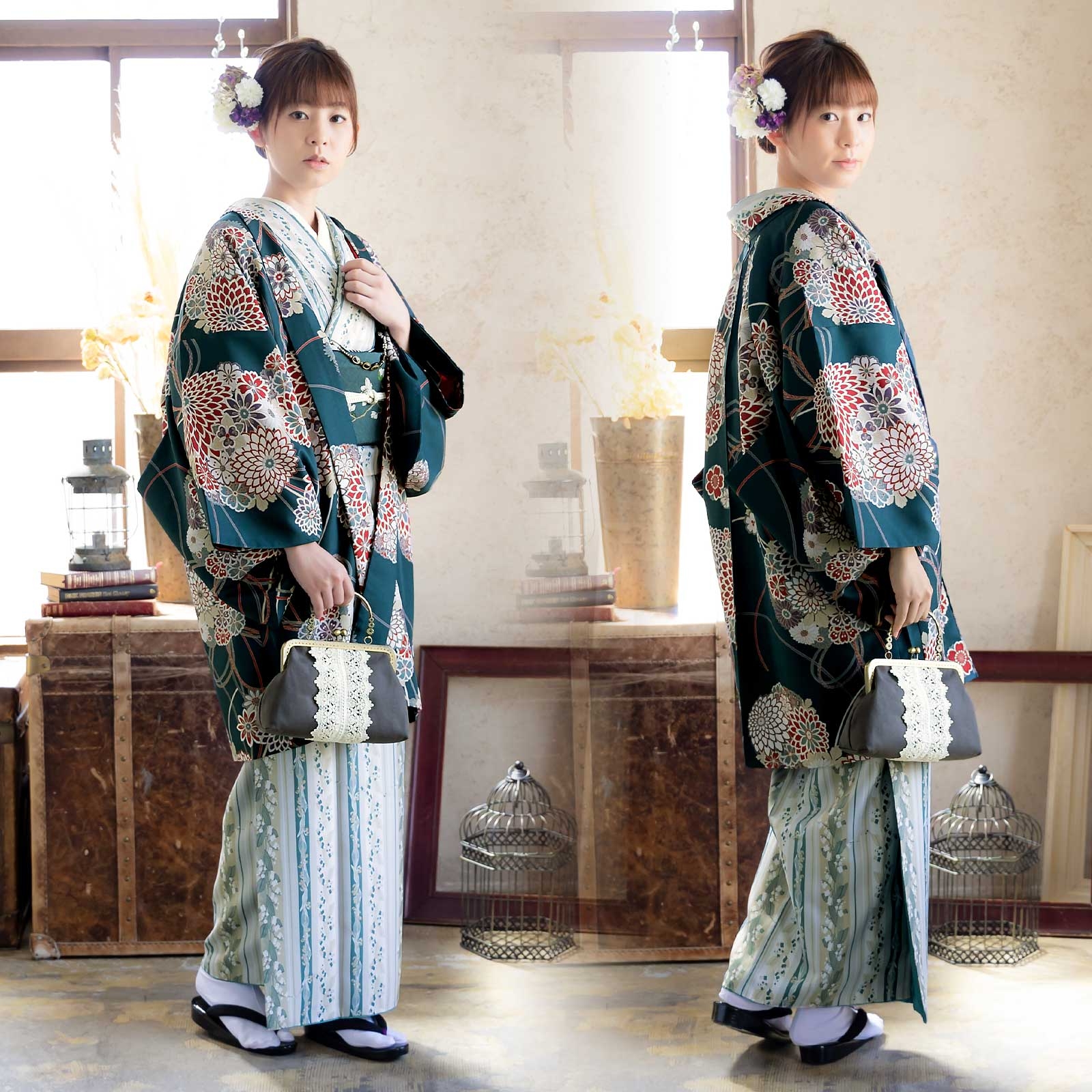 縞すずらん ベージュ×グリーン