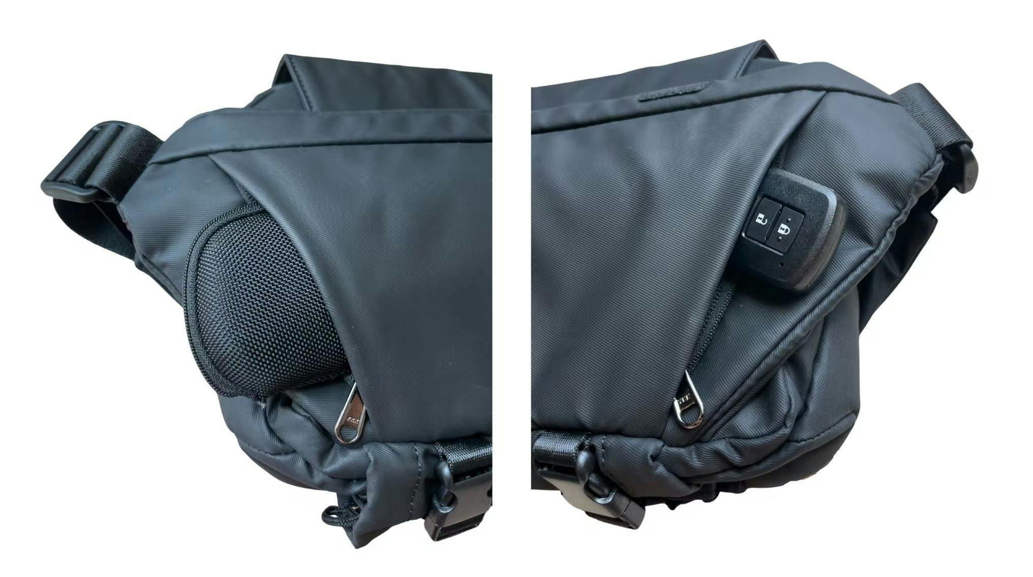 左右のファスナー式サイドポケット