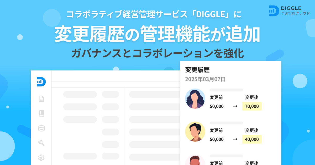 コラボラティブ経営管理サービス「DIGGLE」に変更履歴の管理機能が追加。ガバナンスとコラボレーションを強化