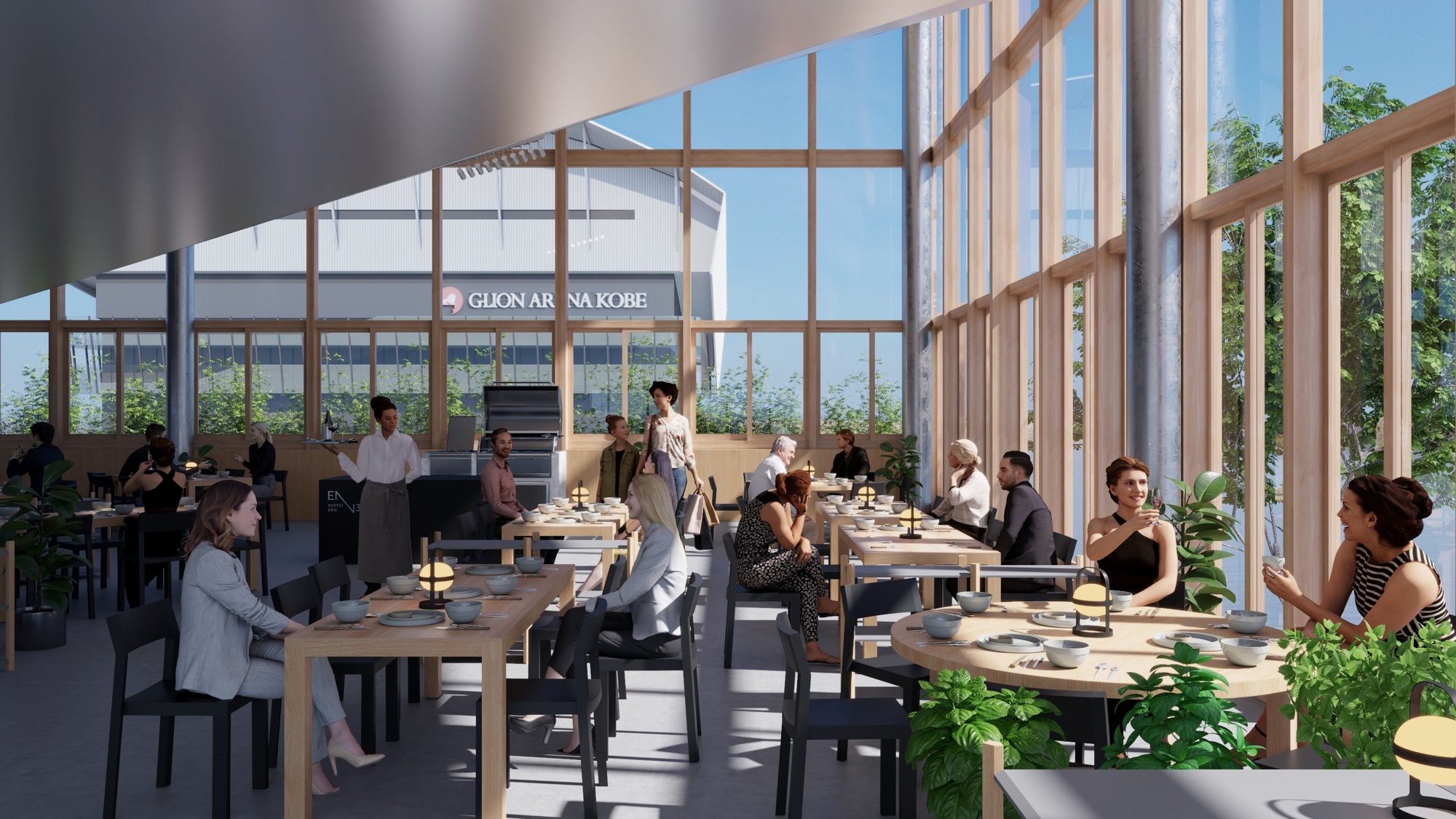 神戸港の景色を望む開放的な店内(イメージ画像)