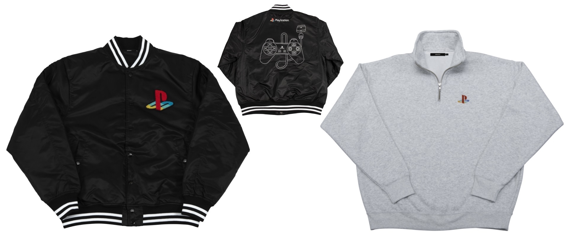 左/スタジアムジャケット、右/ハーフジップスウェット