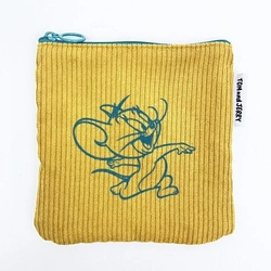 トムとジェリーのフロッキー配色フラットポーチ。シンプルでおとなっぽいけど、温かみある配色が素敵なデザインです。