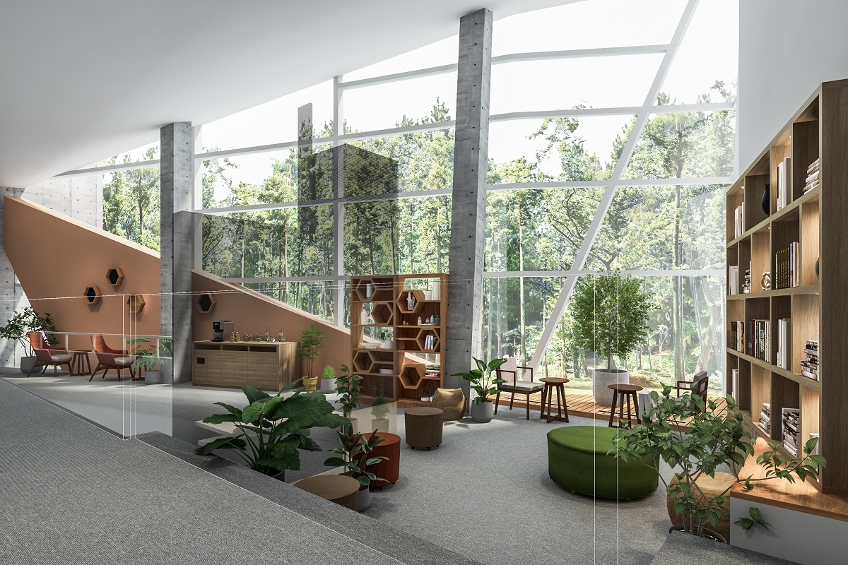 グリーンを随所に散りばめたラウンジ ※イメージ