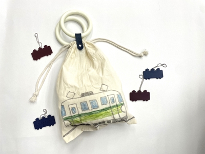 巾着エコバッグ・レザートレインチャーム 見本