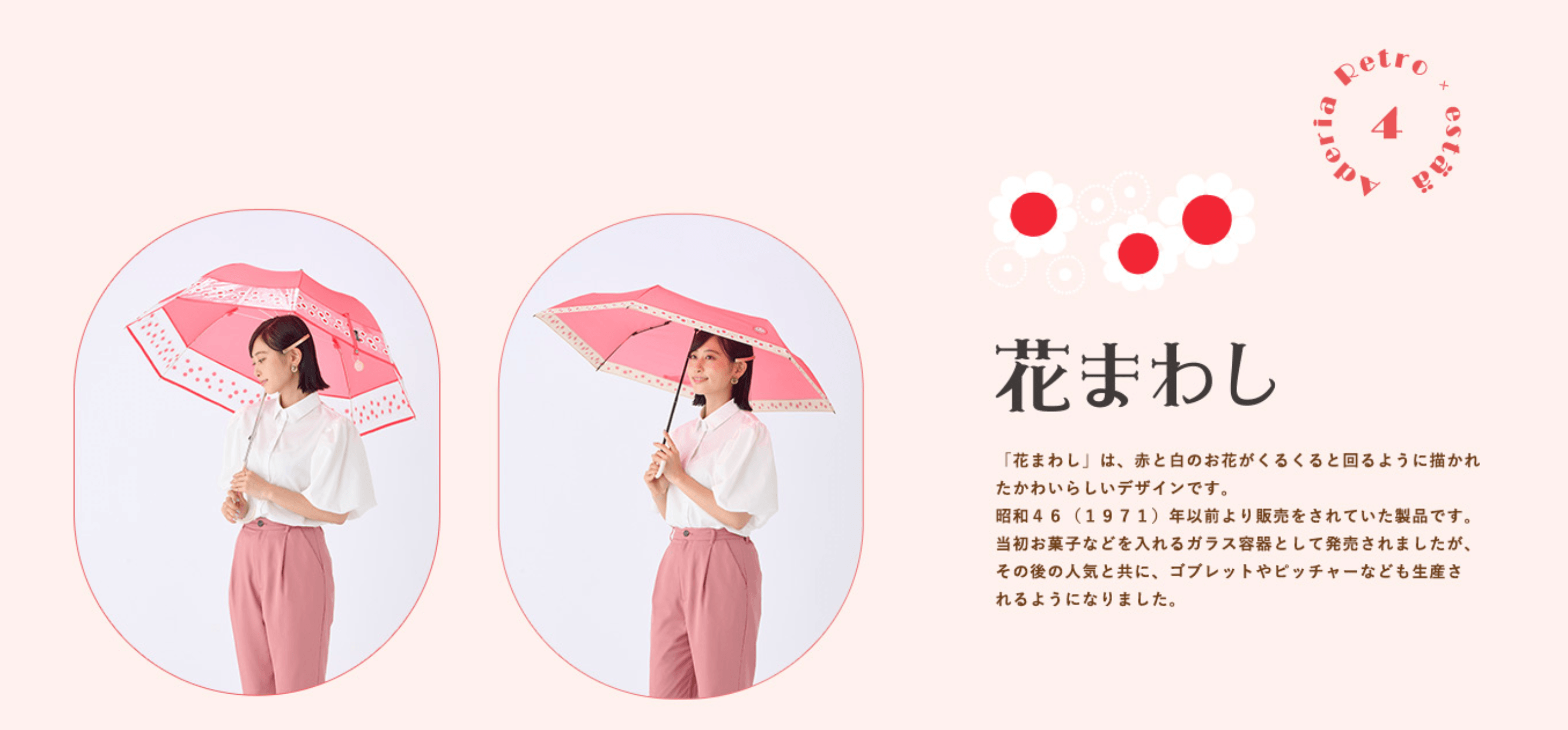 アデリアレトロ X エスタ傘 花まわし