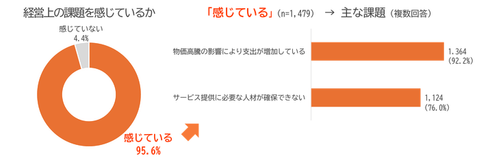 図3：経営上の課題を感じているかと、感じている場合の主な課題