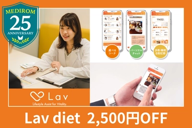  メディロム創業25周年を記念してヘルスケアアプリ「Lav」 2500円OFFクーポンを配布！