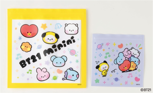 BT21 mininiジッパーバッグ4枚セット(イエロー)