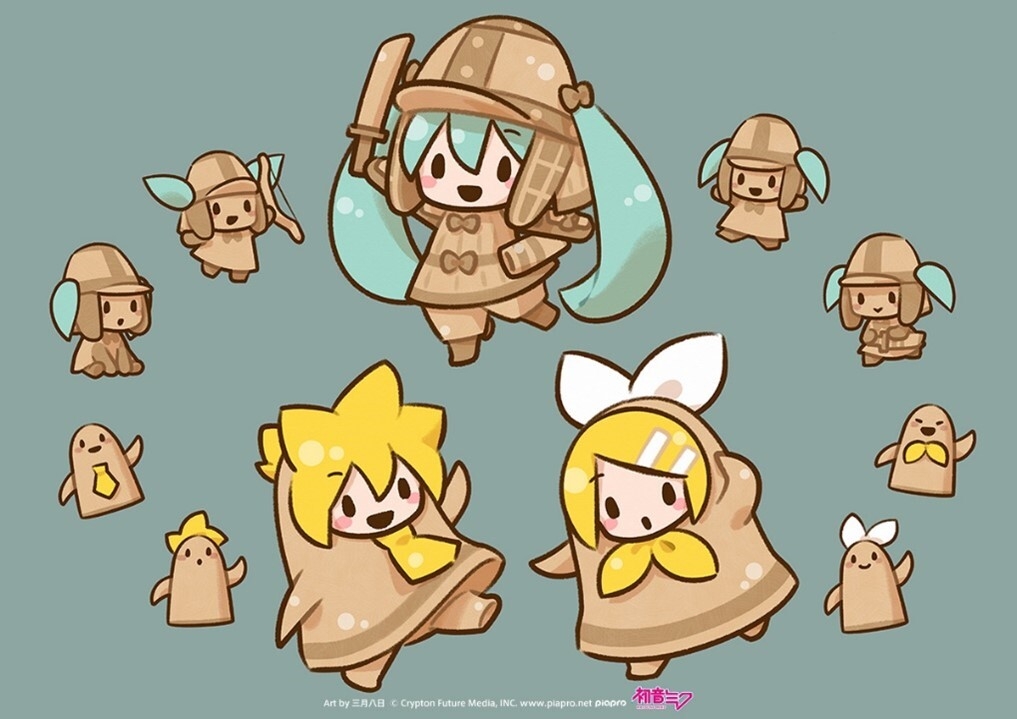 東京国立博物館所蔵の「埴輪(はにわ)」と 初音ミク、鏡音リン・レンと