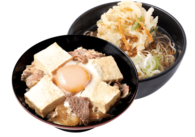牛すき玉子とじ丼セット(そば・うどん)