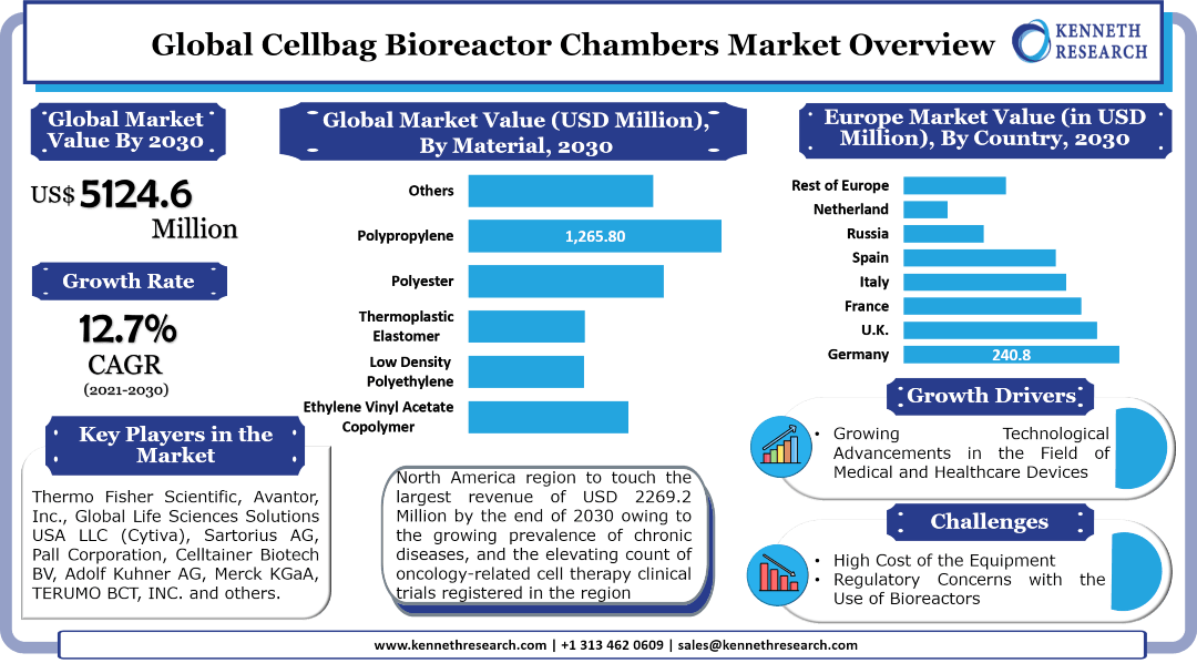 世界のセルバッグバイオリアクターチャンバー市場は、慢性疾患の罹患率の上昇に対する懸念の高まりを背景に成長する。市場は2021年から2030年の間に12.7%のCAGRで成長する