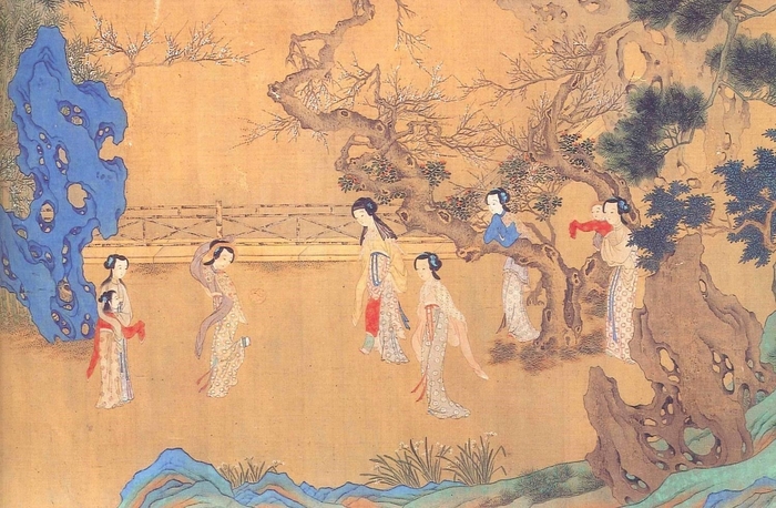 仕女図巻(部分)