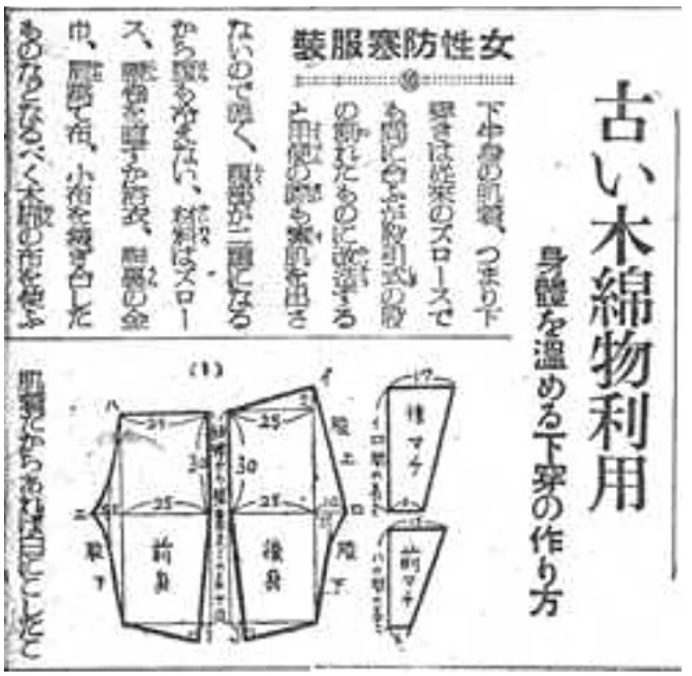 冬用下着の縫い方を紹介する記事