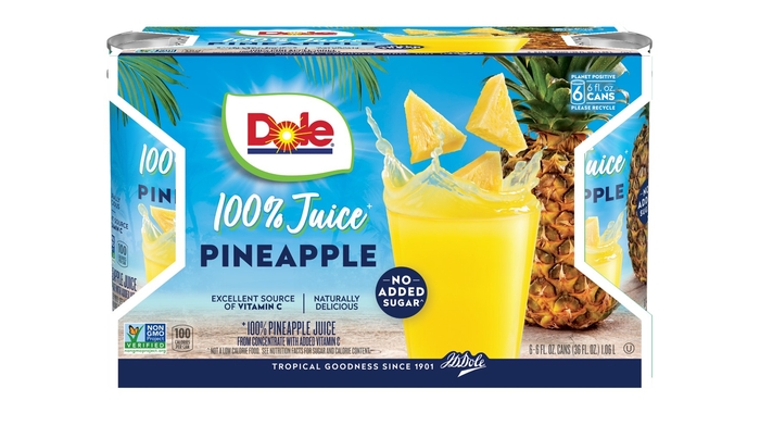 ▲缶ジュースシュリンクパック2種(パイナップルジュース、パイナップルオレンジジュース)