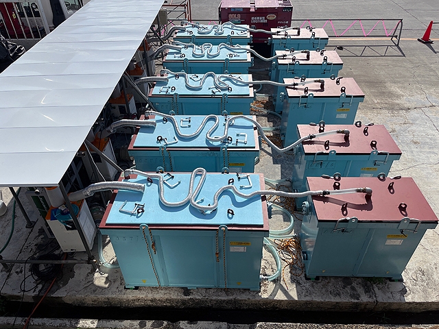 写真2:CO2固定化仮設備(CO2ガス+噴霧方式)