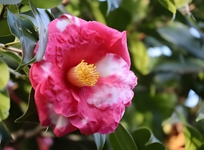 ツバキ‘大虹(おおにじ)’（令和７年撮影）