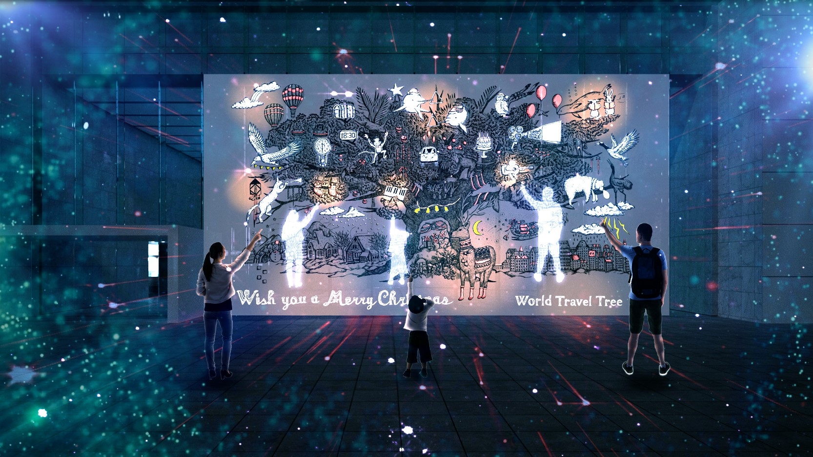 〜あなたのアクションで世界は輝く！〜  音と映像のクリスマスプロジェクションマッピング  「WORLD TRAVEL TREE “AOYAMA”」を開催。