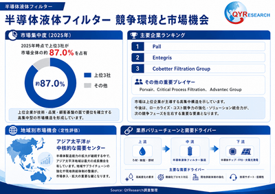 上記の図表／データは、QYResearchの最新レポート「2026～2032年のグローバル半導体液体フィルター調査レポート」から引用されている。ランキングは2025年のデータに基づいている。現在の最新データは、当社の最新調査データに基づいている。Email: japan@qyresearch.com