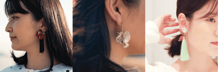 春夏の新作である「kakehashi」を初め、髪を束ねたり短くする夏場に向けて大活躍のタッセルデザインなども色揃え豊富にご用意