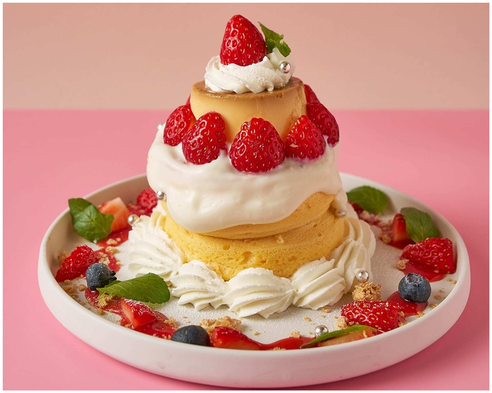 いちごのキャンドルタワーパンケーキ