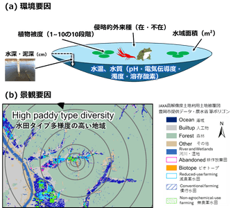 図3　記録した（a）環境要因および（b）景観要因