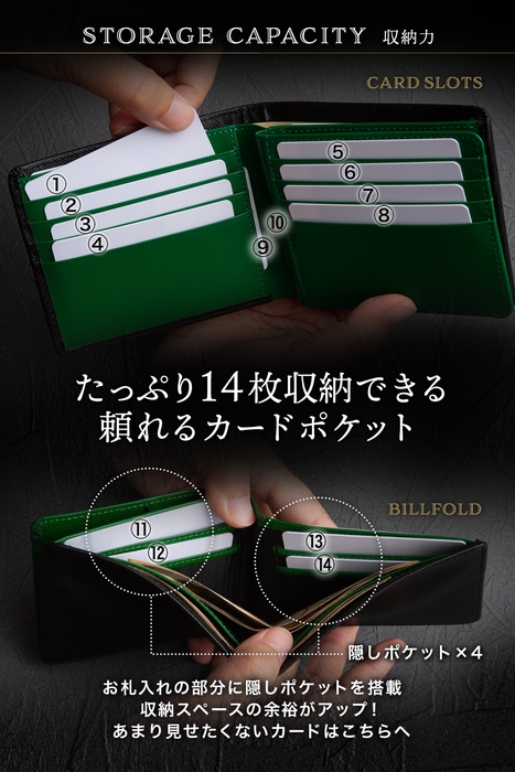 特徴(3)：カード14枚収納